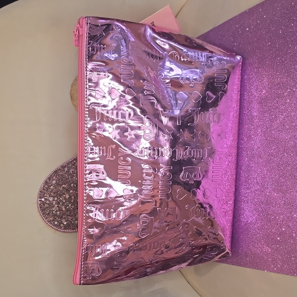 Juicy Couture 💖NWT💖 Pink Foiled Large Travel Cosmetic Bag!💖💖💖 - Picture 11 of 14